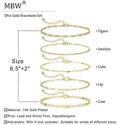 Beaded Bracelets for Women Stack Stretch Gold Silver Small Ball Beads  Bracelets Dainty Paperclip Figaro Link Chain Bracelet Ankle for His and Her