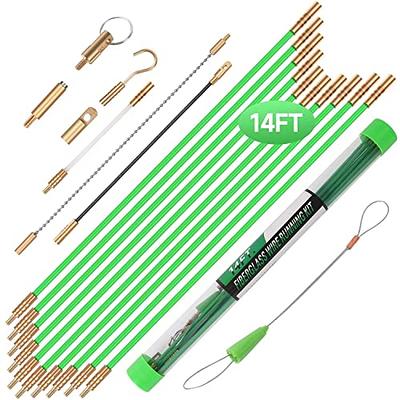 50 FT Wire Fishing Kit Fiberglass Connectable Fish Tape Wire Puller Cable  Pulling Cable Fishing Tools Coaxial Electrical Connectable Pull Push Kit  With Hook And Hole Kit In Transparent Tube, Green 