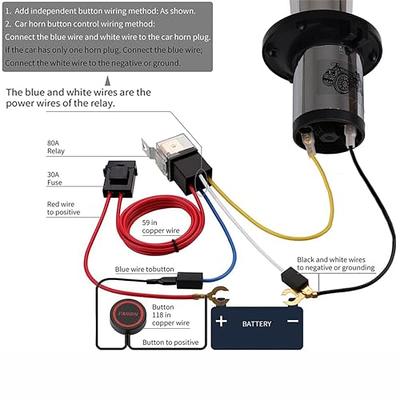  AOLIHAN Truck Air Horns with Button Loud Train Horn Kit for  Trucks Car Horns 12V Loud Truck Horn Air Horn (Integrated double tube horn  with wire and button) : Automotive