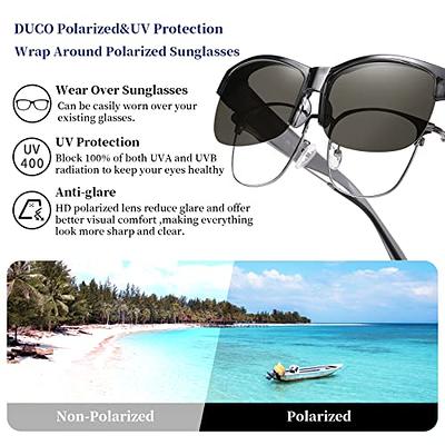 DUCO Fit Over Glasses Unisex Wraparound Glasses Fashion Rimless Wear Over  Glasses Polarized Sunglasses for Men and Women 8960 - Yahoo Shopping