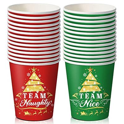 50 Sets Christmas Plastic Cups with Lids and Paper Straws 16 oz