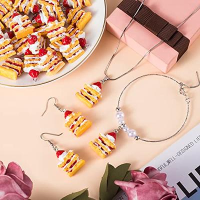 OIIKI 30PCS Cute Strawberry Cake Charm for Jewelry Making, Resin