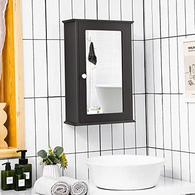 Tangkula Mirrored Medicine Cabinet Bathroom Wall Mounted Storage  W/Adjustable Shelf White