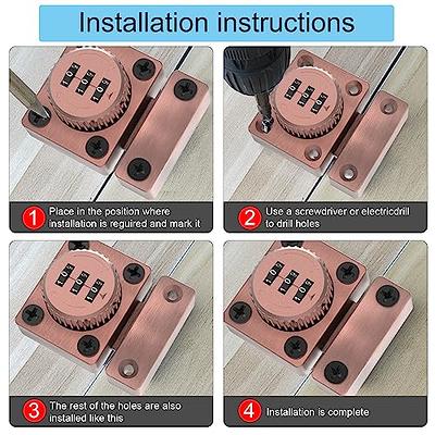 Cabinet Locks with Combination, Tcyoatoa Cabinet Latch, Metal Closet Locks,  Exposed Installation for Small One-Way Door or Drawer with Matching