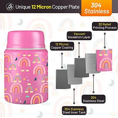 Charcy 17 Ounce Kids Thermos for Hot Food - Soup Thermos with Folding Spoon  - Insulated Food Jar for Hot & Cold Food - Pink Rainbow - Yahoo Shopping