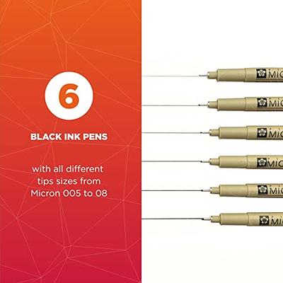  GETHPEN Micro-Pen Fineliner Ink Pens, 6 Pack Black