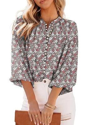 Cheap Womens Tie Tunic Shirts Winter Casual Dressy T-Shirt Long Sleeve  Loose Tops Blouse For Women