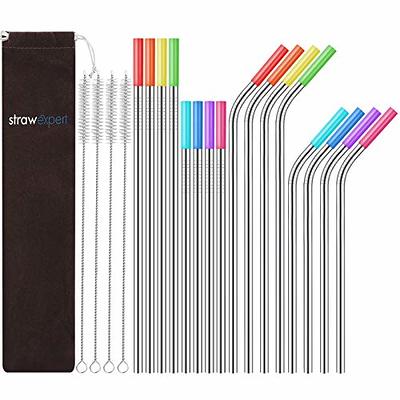 ALINK 12PCS Reusable Clear Pink Glitter Straws, 11 Long Hard Plastic  Tumbler Drinking Straws with Cleaning Brush - Yahoo Shopping