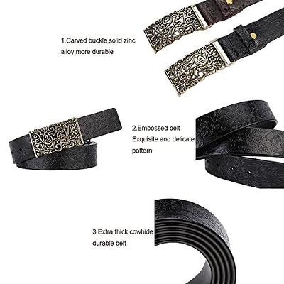 Women Leather Belts Ladies Vintage Western Design Black Waist Belt Pants  for Jeans Dresses : : Clothing, Shoes & Accessories