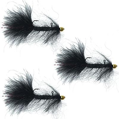 Humongous Trout Flies, 12 x Black Tails, Lures, Size 10 Fishing