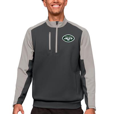 Men's Antigua White/Gray New York Jets Pace Quarter-Zip Pullover Jacket Size: Small