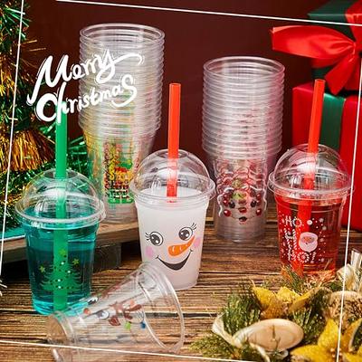 Christmas Disposable Drinking Straws, Christmas Snowman Red