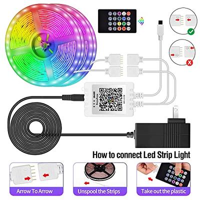 100ft Led Strip Lights,Long Smart Led Light Strips Music Sync 5050 RGB  Color Changing Rope Lights,Bluetooth APP/IR Remote/Switch Box Control Led