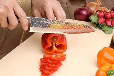 HexClad Santoku Knife, 7-Inch Japanese Damascus Stainless Steel Blade, Full  Tang Construction, Pakkawood Handle