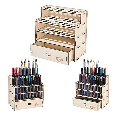  proturbo Upgraded Wooden Pen Organizer Handmade Paint Brush  Holder Art Supply Organizer Large Capacity Pen Holder for Desk,Tool and Art