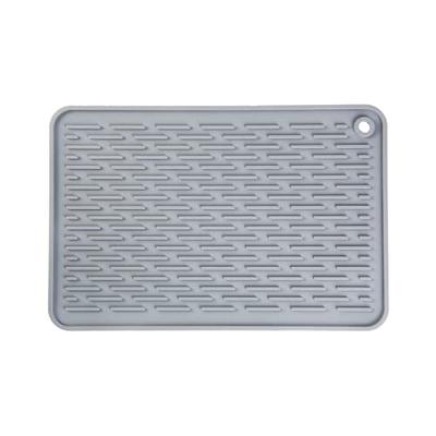 Large Ridged Plastic Non-Skid Dish Drying Mat, Grey