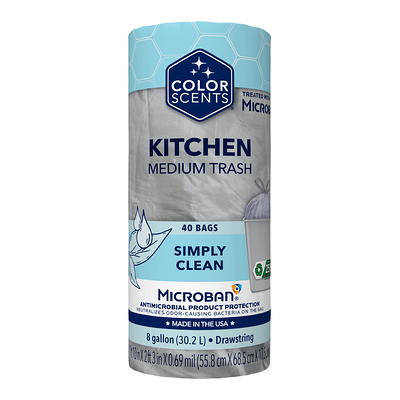 Color Scents with Microban® 8-Gallon Drawstring Trash Bags, Simply