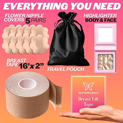 BUTTERFLIESSS Boob Tape Kit Breast Tape Breathable Boobtape Bra Tape Body  Tape for Large Breasts with EXTRA Highlighter Breast Lift Tape - Yahoo  Shopping