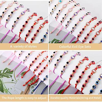 DE OJO 24 PCS COLORFUL EVIL EYE BEADED BRACELETS HAMSA HANDMADE