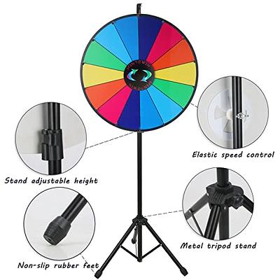 Hooomyai 24 inch Prize Wheel with Folding Tripod Floor Stand Height Adjustable 14 Slots Color Dry Erase Spin Wheel Spinner Game with Dry Erase & Marke