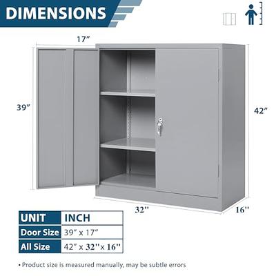 Intergreat Metal Garage Storage Cabinets With Lock 42 Lockable Cabinet 2 Locking Doors And Adjule Shelves Small Steel For Home Warehouse Cement Grey Yahoo Ping