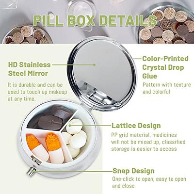 Travel Pill Case, Small Pill Box - Dtouayz Portable Pill Container for Purse or Pocket, Daily Medicine Organizer Waterproof 4 Compartment Compact