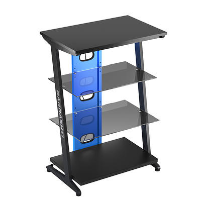 AVF Small Black Glass 4 Tier Shelving Unit (Chrome) S44-a