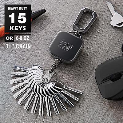 ELV Retractable ID Badge Holder: Heavy Duty Metal Retractable Keychain Badge  Reel with Carabiner Belt Clip - 31” Strong Cord - Yahoo Shopping