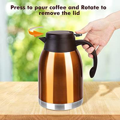 Stainless Steel Thermal Coffee Carafe Dispenser, Unbreakable Double Wall  Vacuum Thermos Flask Large Capacity 56oz 1.6L Water Tea Pot Beverage  Pitcher for Banquet and Party(Bronze) - Yahoo Shopping