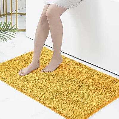 MIIUJJIR Yellow Bathroom Rug Bathroom Rugs Sets 2 Piece Bath Mat Chenille  Shaggy Non Slip Shower Mat Floor Rugs Washable Rug Super Absorbent Bath Mat