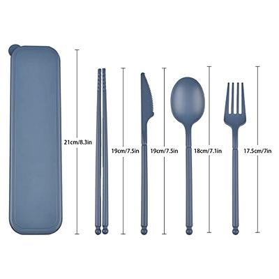 4pcs/Set Dinnerware Sets Creative With Case Plastic Knife Fork Spoon  Chopsticks Sets Travel Cutlery for