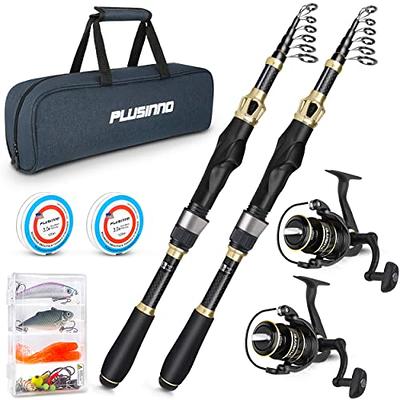 PLUSINNO Fishing Rod and Reel Combos Carbon Fiber Telescopic