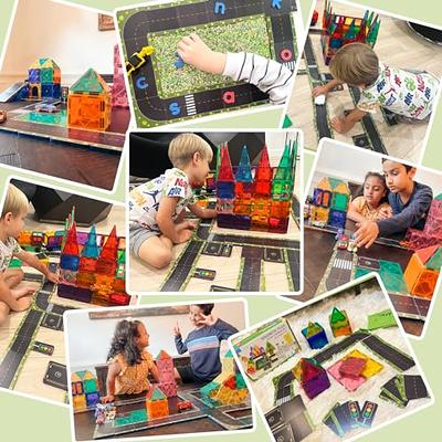 56PCS Magnetic Tiles Road Toppers Set Building Toys for 3 Year Old