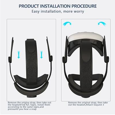 For Meta Oculus Quest 3 VR Headset LED RGB Elite Head Strap w/8000mAh  Battery