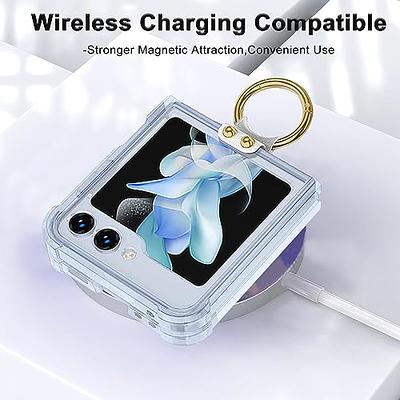 for Samsung Galaxy Z Flip 5 Clear Case, Compatible with Magsafe Transparent  Shockproof with Hinge Protector TPU Shock-Absorbing Magnetic Phone Case