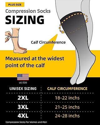 Plus Size Compression Socks for Women and Men with Extra Wide Calf - Knee  High Support Stockings for Improved Circulation Black 3 Pack XXXXL