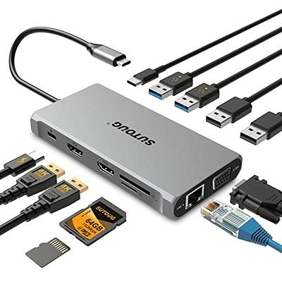  USB C Docking Station Dual Monitor, Dual HDMI Adapter 12 in 1  Triple Display USB C Hub with VGA, Gigabit Ethernet, 100W PD, 4 USB Ports,  SD/TF Card Reader Audio for