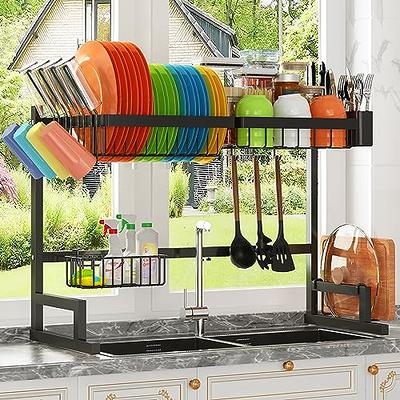 Over The Sink 2 Tier Adjustable Dish Drying Rack - Yahoo Shopping