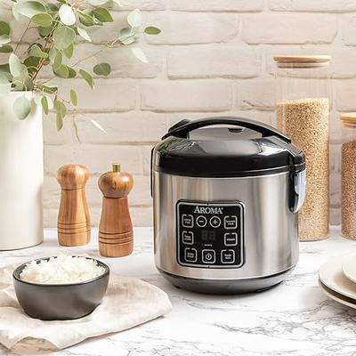 Aroma Digital Rice Cooker and Food Steamer, Silver, 8 Cup