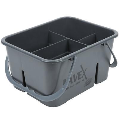 Lavex 11 1/2 x 9 Gray Plastic 4-Compartment Cleaning Caddy