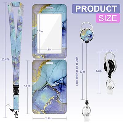 Plifal ID Badge Holder with Lanyard and Retractable Badge Reel Clip, Cute  Boho Floral Flower Card Name Tag Lanyard Vertical ID Protector Bage Clips