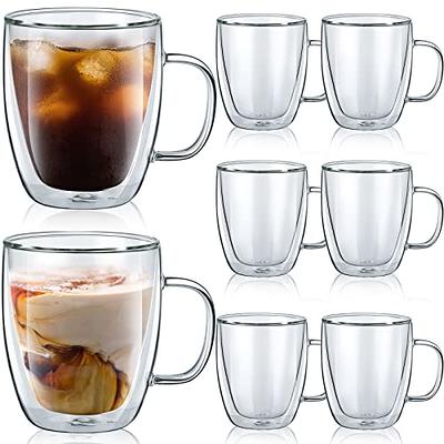 Spurtar Glass Cups with Lids and Straws, 24 Oz 4 Pack Iced Coffee