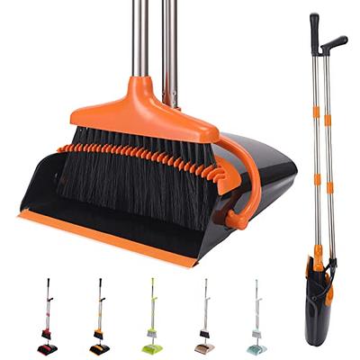 JEHONN Stand Up Store Broom and Dustpan Set, Long Handle Lightweight Upright  Standing Sweep Set for Home Room Kitchen Office Lobby - Yahoo Shopping