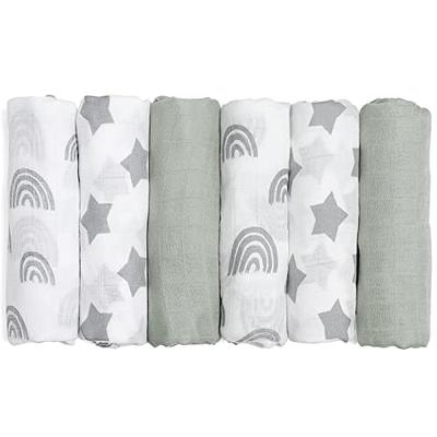 Muslin Swaddle Blankets Neutral Receiving Blanket for Boys and Girls by Comfy Cubs (Grey)