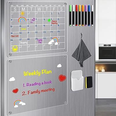 Tmtamye Acrylic Magnetic Calendar for Fridge, 12x16 Clear Acrylic  Magnetic Dry Erase Planning Board of Monthly Calendar for Refrigerator with  8