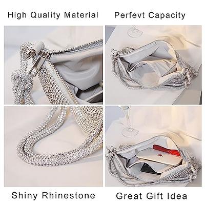 Silver Crystal Shiny Rhinestone Diamond Clutch Purse Women's Handbag Luxury  Bling Party Evening Bag Shoulder Messenger Chain Bag