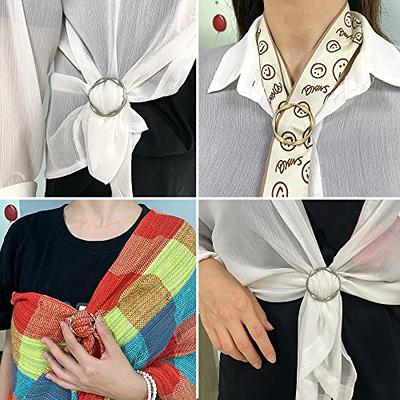 6 PCS Silk Scarf Ring Clip T-Shirt Tie Ring Clips for Women, Fashion Round  Alloy Scarf Ring and Slide Tshirt Twist Knot Clip Buckle Circle Clothing
