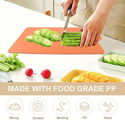 Travelwant Flexible Wheat Straw Cutting Board Mats in Unique Modern Neutral Colors with Food Icons & Easy-Grip Handles, BPA-Free, Non-Porous, 100% Non