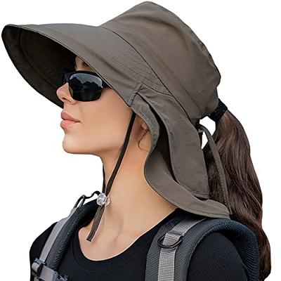 ZEXIAN Womens Sun Hat UPF 50+ Wide Brim and Ponytail Hole, Hiking Safari Hat  with Neck Flap (Army Green) - Yahoo Shopping