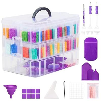  60 Slots Diamond Embroidery Box Diamond Painting Accessory  Storage Case Container DIY Art Craft Jewelry Beads Sewing Pills Organizer  Holder Clear Plastic Beads Cross Stitch Zipper Storage Bag Boxes